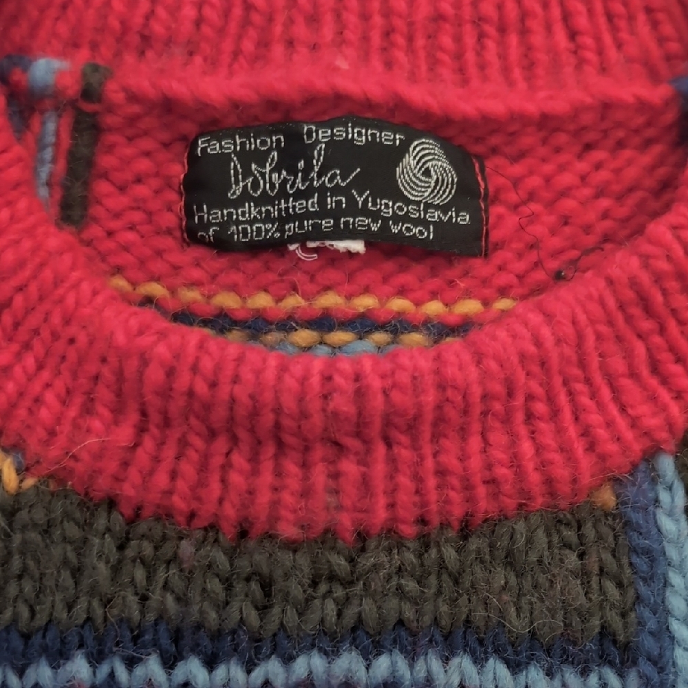 Women's Red Wool Crew Neck Sweater